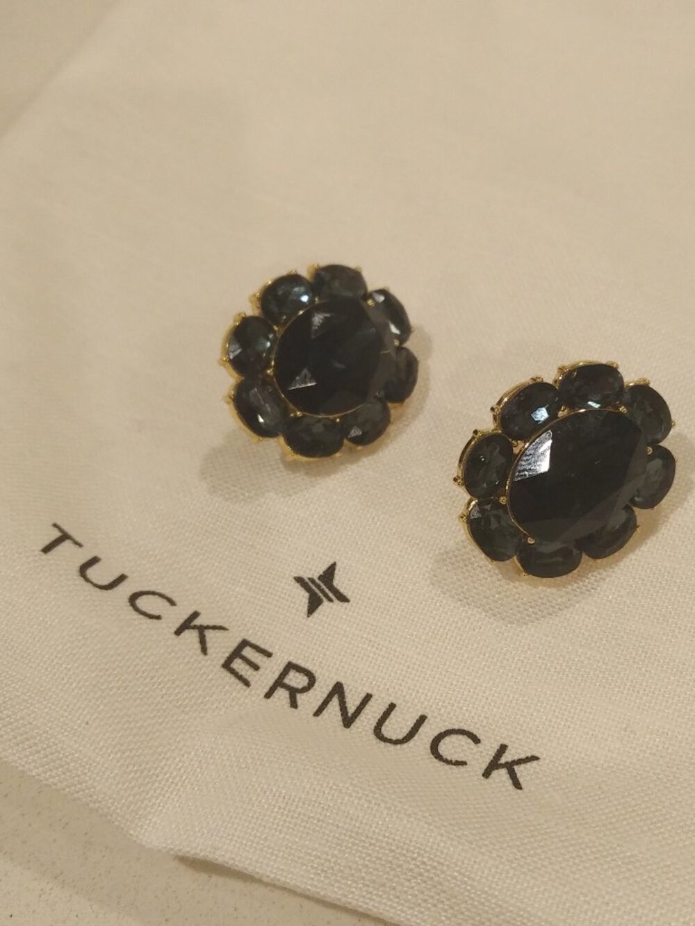 Tuckernuck Navy Crystal Emaline Stud Earrings - Never Worn